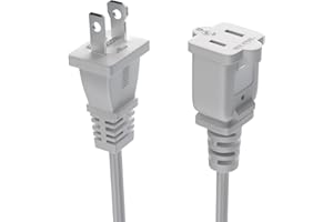 LBSC Short Extension Cord 1 Foot US 2 Prong Extension Cords 2 Outlet White Extension Cord Cable 125v 10a Male to Female Power Cord for Nema 1-15p to 1-15r