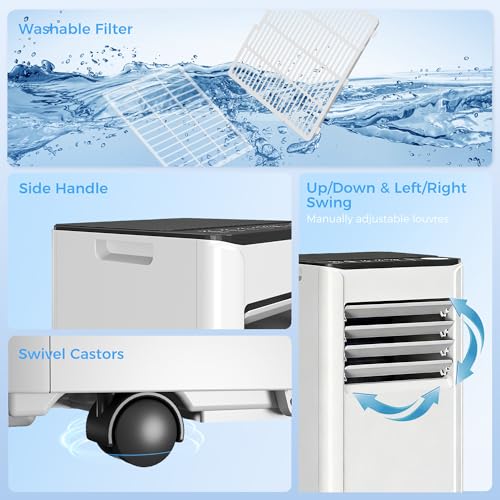 HOMCOM 10000 BTU Portable Air Conditioner, 4-in-1 AC Unit with Cool, Dehumidifier, Fan, Sleep, WiFi Voice Remote Control, 24H Timer, 2 Speeds, Window Kit, for Room up to 441 Sq. ft