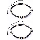 CEYIYA Evil Eye Beaded Bracelets for Women - Amulet Blue Red Protection Bracelet - Good Luck Adjustable Strand Bracelets