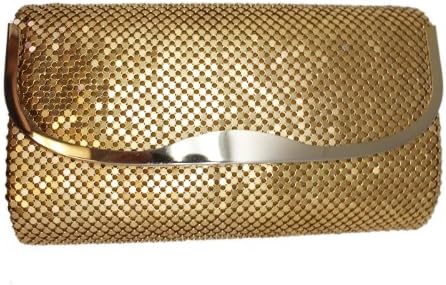 Bedazzled Gold Medalions Women's Clutch Purse with Detachable Chain