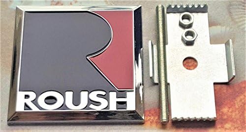 Black Red Metal Ford Mustang Roush Square "R" Head Front Grille Emblem Clip Badge