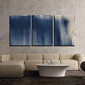 3 Piece Canvas Wall Art - Abstract Painted Grunge Background, Ink Texture - Modern Home Art Stretched and Framed Ready to Hang - 16"x24"x3 Panels