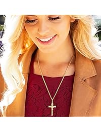 Collar de cruz de joyería Lifetime [colgante de cruz de oro y cadena de 20.0 in] con hasta 20 x más 24 K chapado que otro Crucifijo collar   INRI Crucifix con garantía de reemplazo de por vida