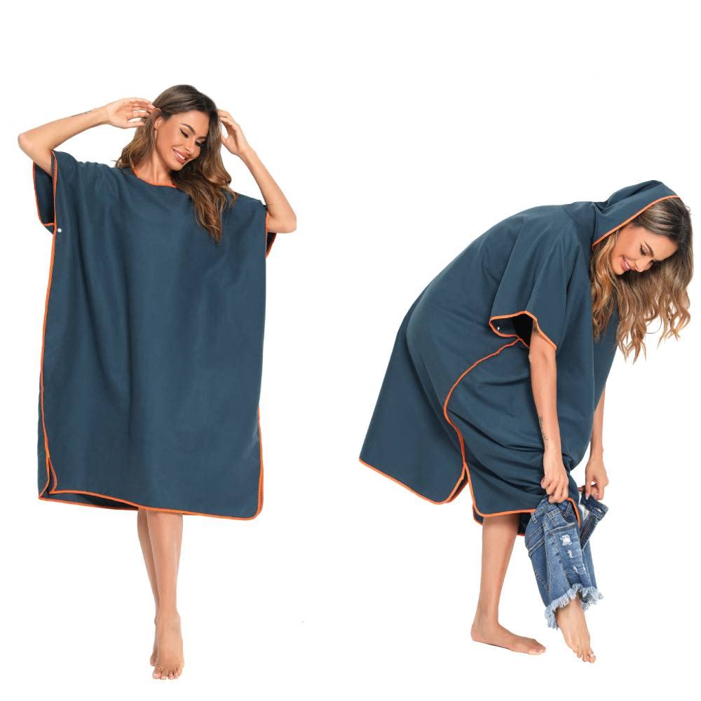 SINJYUN Changing Robe Towel Poncho with Hood，Surf Poncho Hooded Towel Poncho，Changing Towel Robe Microfibre