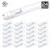 Hyperikon T8 T10 T12 LED 4FT Tube Light, 18W (40W-50W Equiv.), Ballast Bypass, Shatterproof, F48T8 Fluorescent Replacement, 2280 Lumens, 6000K, Frosted, Garage, Warehouse - 24 Pack w/ LED Lamp Holders