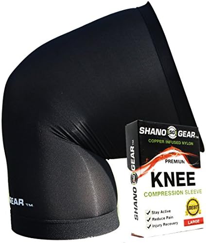 SHANOGEAR Knee Support Sleeve for Crossfit & More - Premium Copper Knee Compression Brace Supports Crossfit - Runner Meniscus - Arthritis - Basketball - Hiking - Weightlifting - Running (Large)