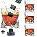 Whiskey Glass Set of 4 with Stones - Twisted Shaped Old Fashioned Whiskey Glasses and Bonus Granite Whiskey Stones - Great for Scotch and Bourbon