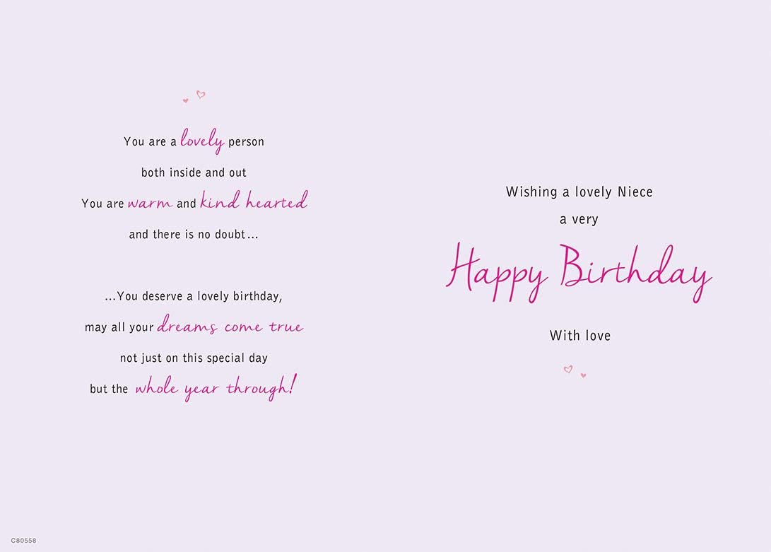 Piccadilly Greetings Birthday Card Niece - 9 X 6 Inches - Regal Publishing, beige|white - Image 3