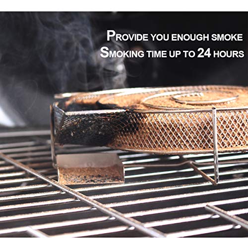 Realcook 13.78 inch Cold Smoke Generator for BBQ Grill or Smoker Wood dust Hot and Cold Smoking Salmon Meat Burn Time up to 18-24 Hours - Thumbnail 6