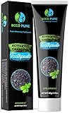 ECCO PURE Activated Charcoal Teeth Whitening Toothpaste + BONUS Bamboo Toothbrush | Eliminates Bad Breath | Easier Than Charcoal Powder, Strips, Kits, Gel