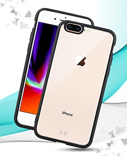 HighSky BACK COVER WITH TRANSPARENT BACK 100% Original Silicone protective Cover shell Transparent HardBack with Soft Premium Bumper Cushion Case For Apple iPhone 8 Plus Screen Size 5.5-inch (diagonal) BLACK