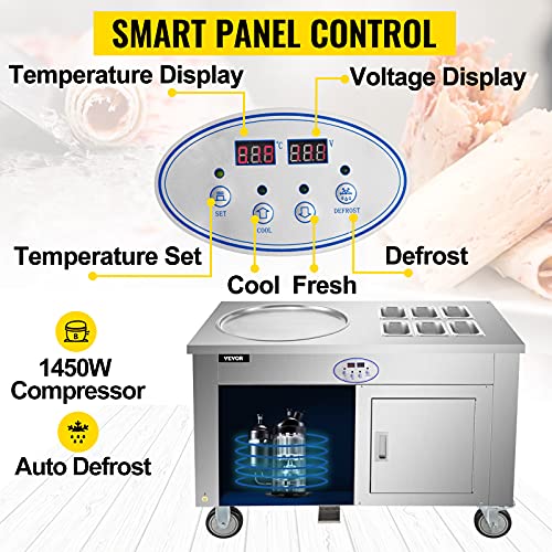 VEVOR Commercial Rolled Ice Cream Machine, StirFried Ice Roll Machine