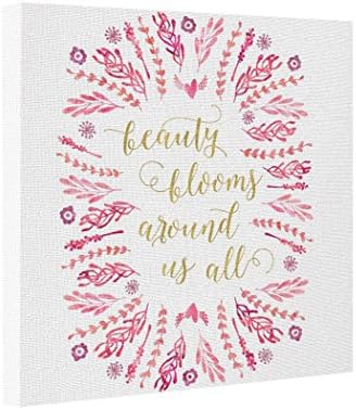 Gallery Wrapped Canvas Beauty Blooms | Faux Gold Foil Calligraphy Quote Best Canvas Prints