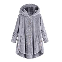 HYIRI Bottoming Fluffy Tail Tops,Fashion Women Button Coat Hooded Pullover Loose Sweater