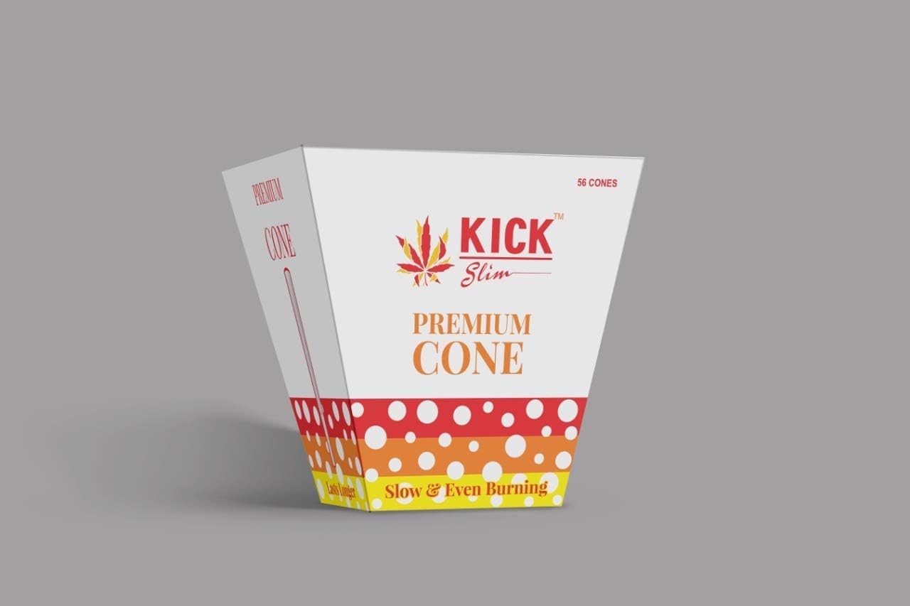 KICK Slim King Size White Fill & Fly Pre-Rolled Cones (Pack of 56)