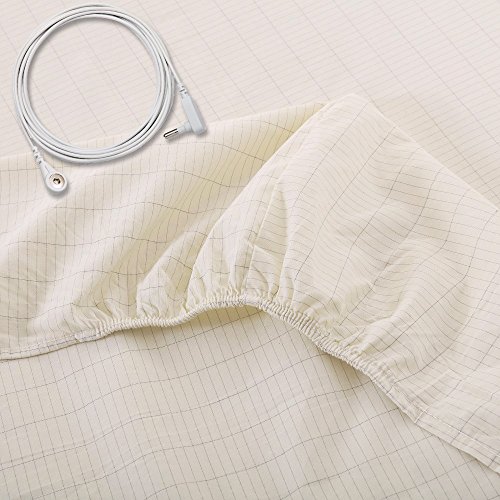 Grounding Brand Fitted Queen Size Sheet with Earth Connection Cable