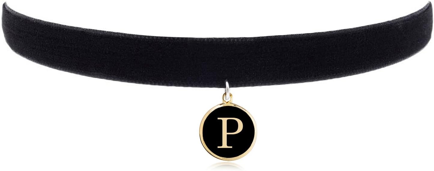 Black Velvet Choker,Cozlife Collars with Letter Pendant Necklace Chokers for Girls Women