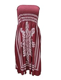 Vestido de playa para dama, sin tirantes, estilo bohemio, casual