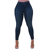 HugeNice Women's Mid-Rise Stretch Skinny Jeans Casual Slim Fit Elastic Waist Denim Pants