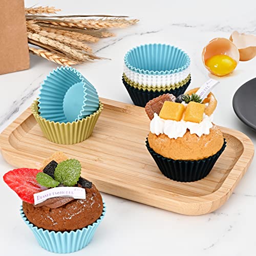 Elyum 12 Pack Silicone Cupcake Liners, Silicone Baking Cups Muffin Cups