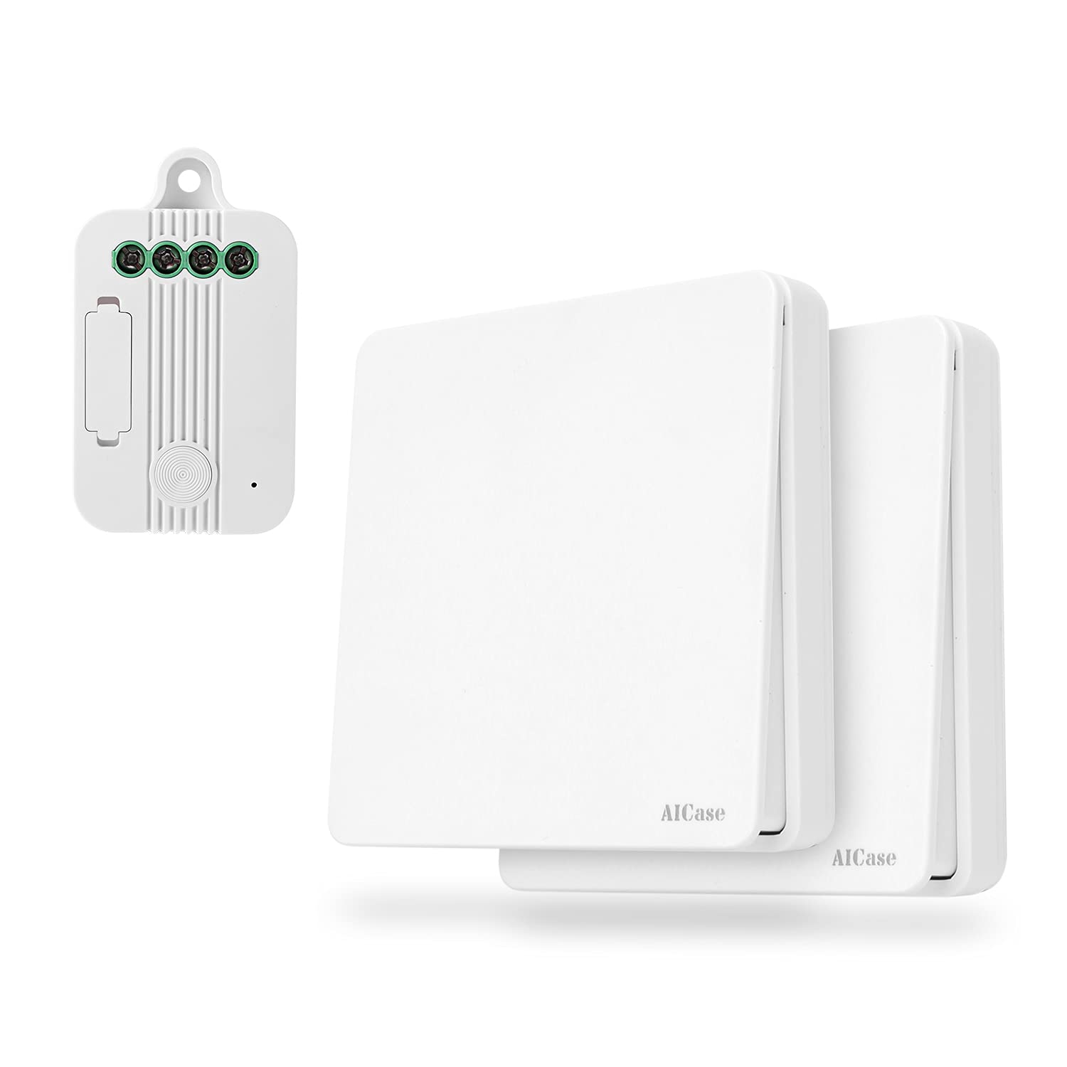 AICase Wireless Smart Light Switch - Quick Build or Relocate On/Off for Appliances, No Battery, Wires, or Wi-Fi Required (2 Big Switches)