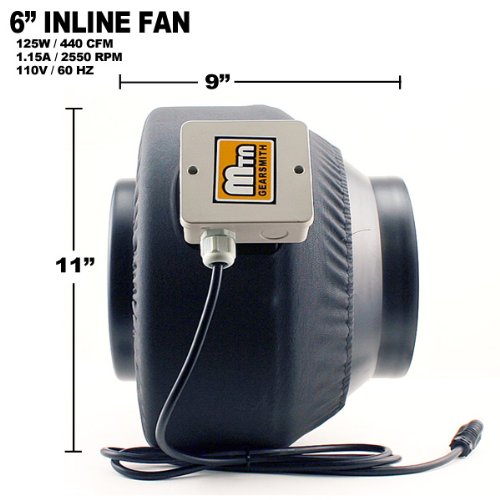 New MTN 6" Inline Exhaust Fan Blower Carbon Filter Scrubber Combo