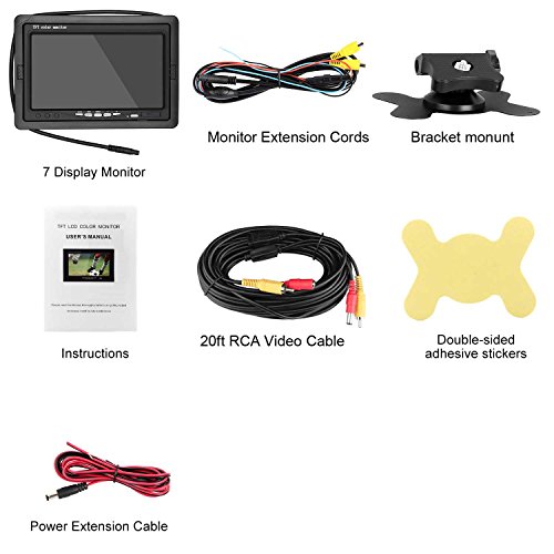 image for LeeKooLuu Rear View LCD Monitor 7'' Display for Car/Truck/Camper/Van/R