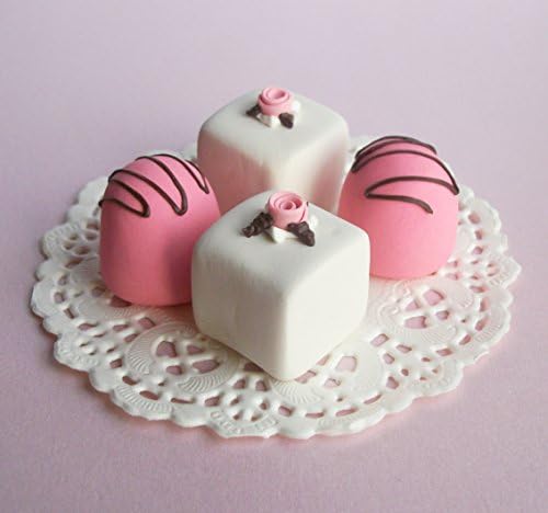 Jessieraye White and Pink Rose Petit Fours Set of 4 for 14 inch 18 Inch Dolls American Girl, Journey Girls, Our Generation, Madame Alexander, Wellie Wishers, Hearts for Hearts, Glitter Girls