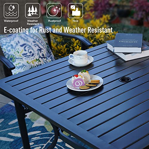PHI VILLA 37" Square Patio Outdoor Dining Table with 1.57" Umbrella