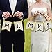 Wedding Decorations, Vintage Mr And Mrs Banner, Just Married Bunting Style Photo Booth Props, Rustic Bridal Shower Anniversary Party Supplies Mr. & Mrs. Bride Garland Table Centerpiece Flags Signs