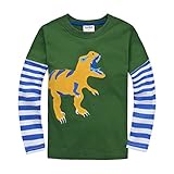 Coralup Little Boys Applique Dinosaur T-shirt(Green,18M-6T)