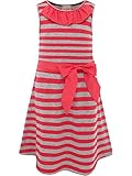 Bonny Billy Girls' Round Neck Stripe Knit Dress with Removable Sash