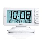 DreamSky Large Display Alarm Clock With Smart Nightlight And Snooze,Time/Date/Indoor Temperature Display,12/24 Hr Switch, Battery Operated Clocks