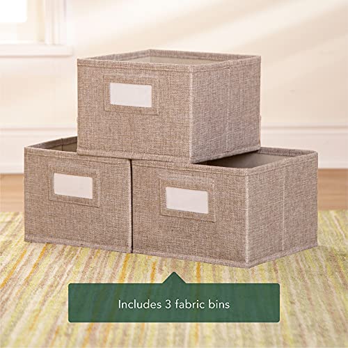 Guidecraft EdQ Essentials Three Shelf Open Storage Natural with 3 Fabric Bins Wooden Kids