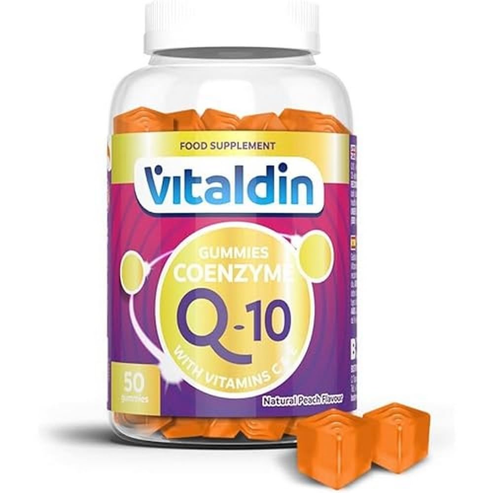 VITALDIN Coenzyme Q10 Gummies – 200 mg CoQ10 per Serving – 50 Chewable Gummies (1 Month Supply), Peach Flavour – Beauty Supplement – Antioxidant – Gluten Free