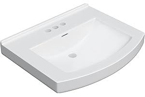 PROFLO PF7004 Otter Creek 24" Rectangular Vitreous China Pedestal Bathroom Sink with Overflow and 3 Faucet Holes at 4" Centers - White