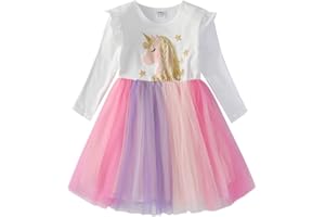 DXTON Girl Winter Dress for Toddler Tutu Dresses Long Sleeve Outfits 2-8T