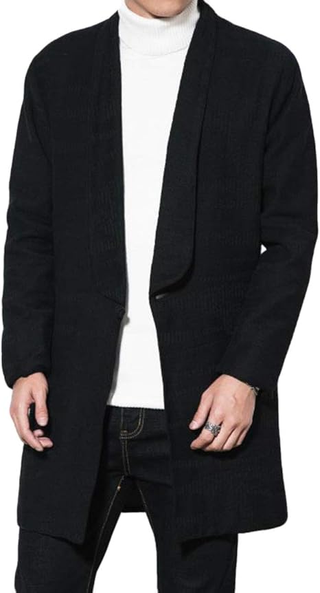 Amazon ニカ メンズ トレンチコート ロング コート 秋服 リネン ゆったり 無地 ジャケット 大きいサイズ 綿麻 一つボタン スーツ襟 ハンサム おしゃれ 黒 ネイビー コート ジャケット 通販