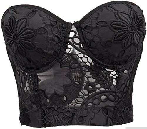 Yinwes Corset Women Clubwear Gothic Punk Strapless Bra Lace+Sequined Push Up Bustiers
