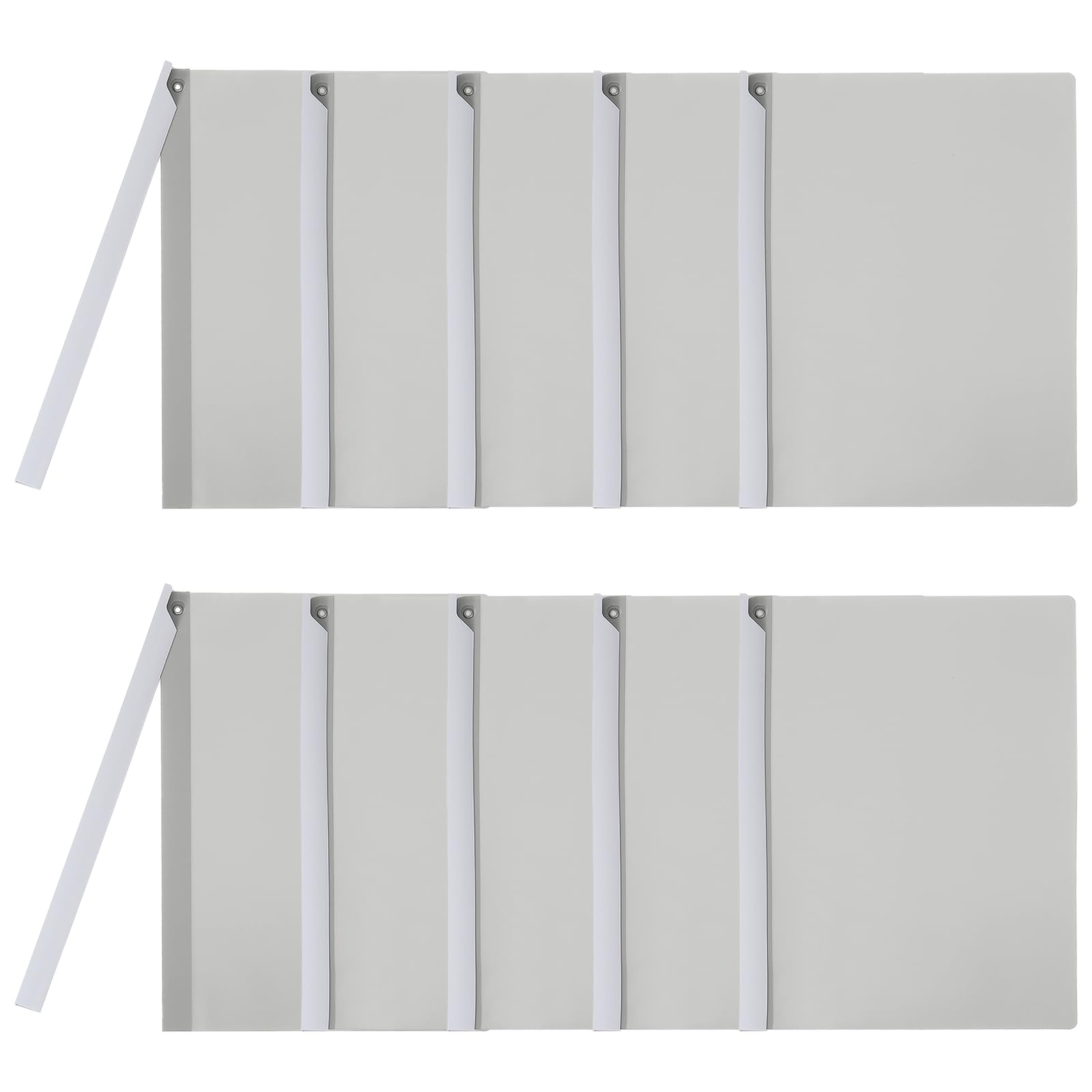 PATIKIL Clear Document Report Folder with Swing Clip Colourful Presentation Covers with Triangular Sliding Bar Punchless Side Open Close for Project File Test Paper Resume,Grey,10Pcs