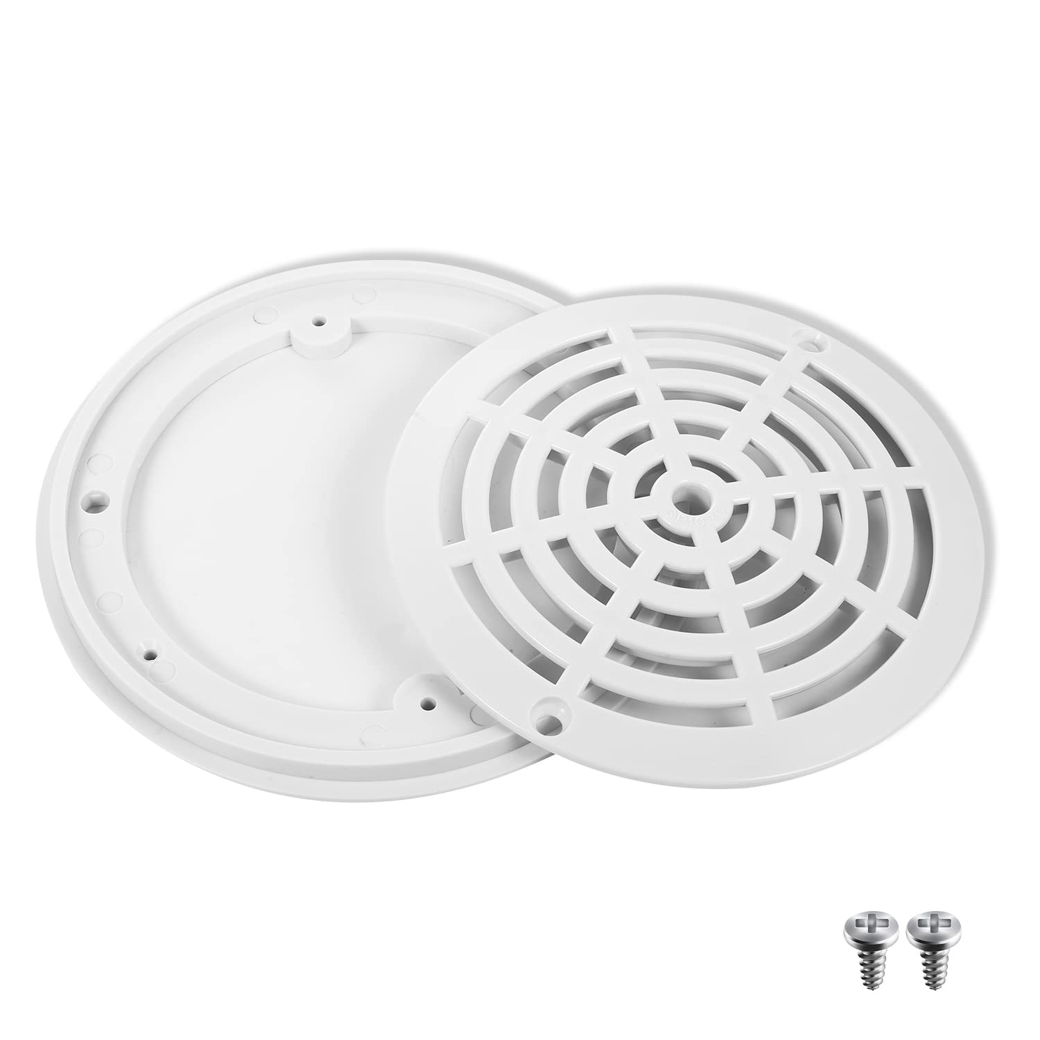 Main Drain Cover, Diameter 8 Inch Pool White Durable Sturdy ABS Plastic Main Drain Cover Compatible for Hayward SP-1030 Swimming Pool Outside Deck Part Accessories