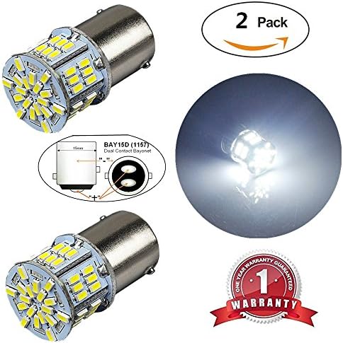 FlashWolves 2pcs 800Lumens 12-24v 1157 3014 54-smd 1157 BAY15D 2057 2357 7528 LED Bulbs White 6000K