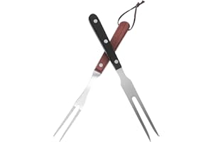 TEHAUX 2pcs Heavy Duty Stainless Steel Meat Forks with Heat-Resistant Handles BBQ Grilling Tools for
