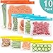 Reusable Food Storage Bags - 10 PCS BPA FREE Freezer Bags(2 Gallon Bags + 4 Reusable Sandwich Bags + 4 Reusable Snack Bags) LEAKPROOF Reusable Lunch Ziplock Bags for Food Travel Make-up Home