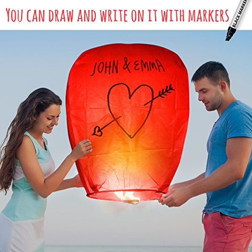 Chinese Lanterns 20-Pack Multi-Color, Fully Assembled And Fuel Cell Attached Is 100% Biodegradable, New Designed Sky Lantern With Gift Box Coral Entertainments For Any occasion. (Multi-Color)