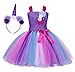 Cotrio Girls Unicorn Tutu Dress Kids Birthday Party Dresses Halloween Cosplay Costumes Outfits Set Age 6-7 Years Size 6 (Purple)