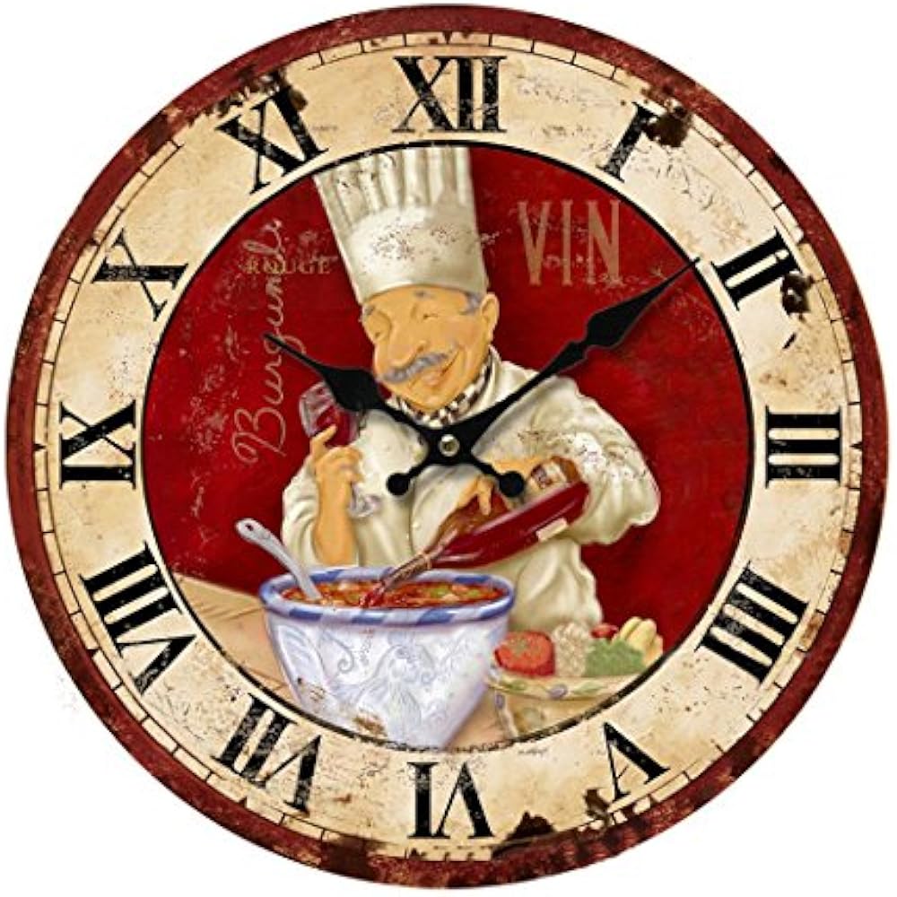 13 5 Inch Vintage Wall Clock Italian Cooking Chef Non Ticking
