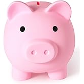 PJDRLLC Piggy Bank for Kids - Unbreakable Plastic Money Bank - Large Size | Coin Bank for Girls and Boys, Practical Gifts for Birthday, Easter, Christmas (Pink)