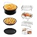 Air Fryer Accessories 6pcs 7 Inches Universally Available for Philips Gowise Cozyna Fit all 3.7QT - 5.3QT - 5.8QT with Cookbook
