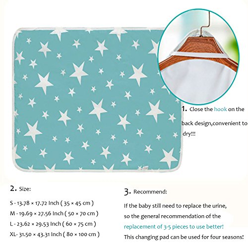 MBJERRY Infant Waterproof Urine Mat Cover Burp Changing Pad Protector Breathable for Baby Boys Girls (L, Fantasy Stars)